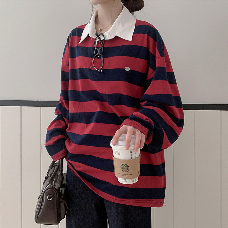 ストライプワッペントレーナー RED