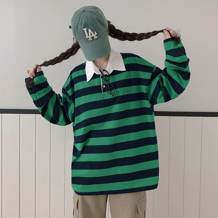 ストライプワッペントレーナー GREEN