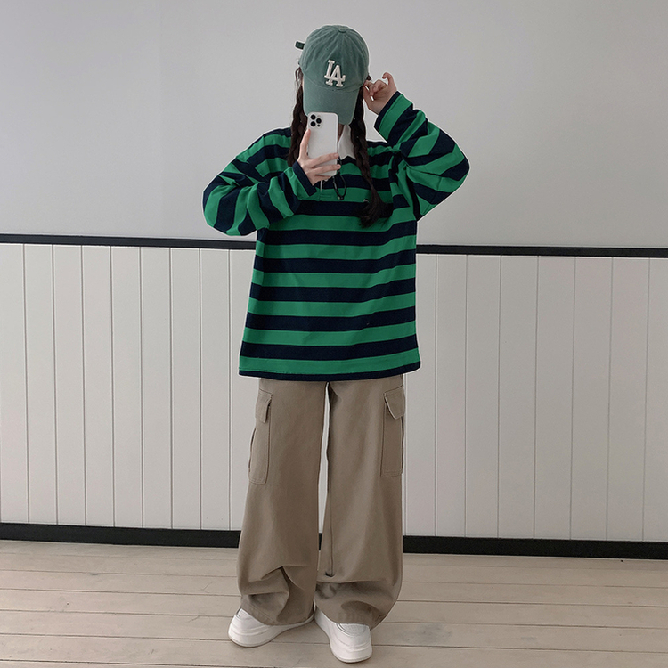 ストライプワッペントレーナー GREEN