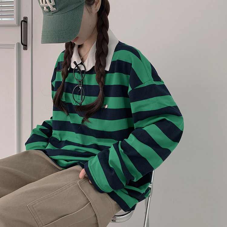 ストライプワッペントレーナー GREEN