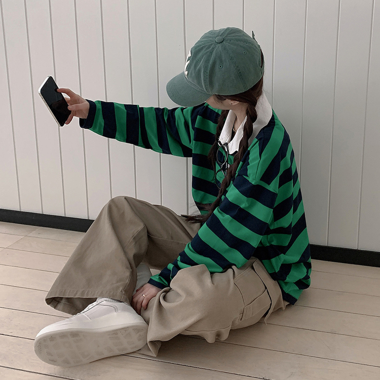 ストライプワッペントレーナー GREEN