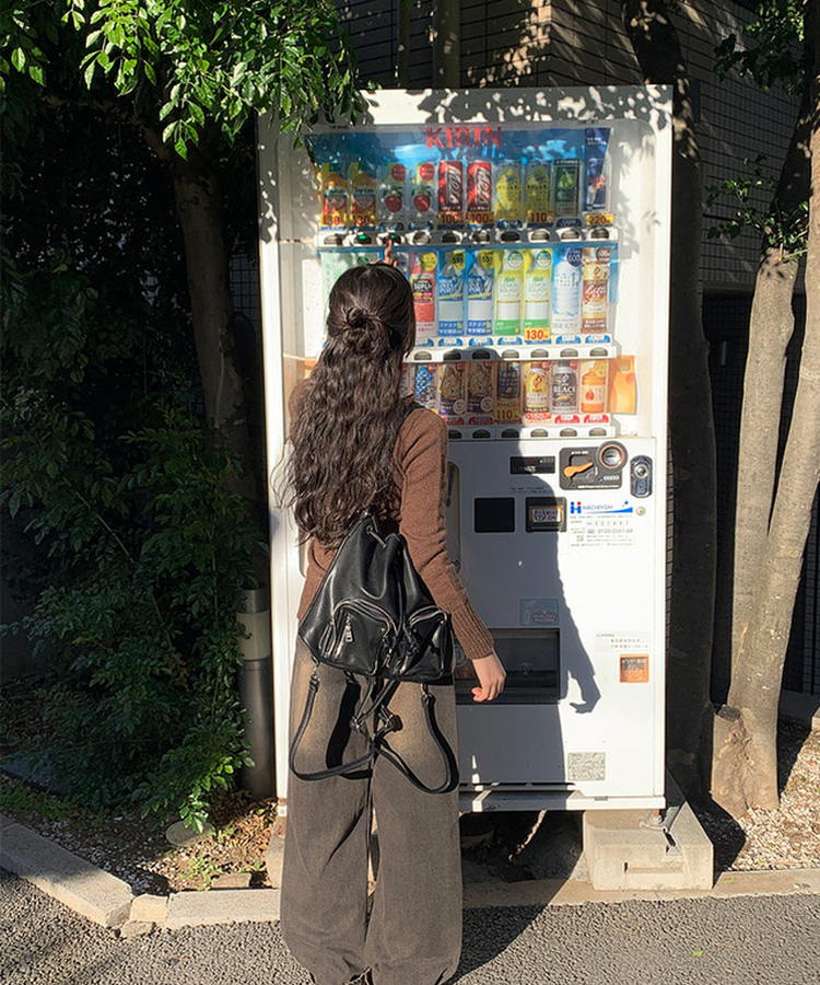 フードポケットスリムニット BROWN