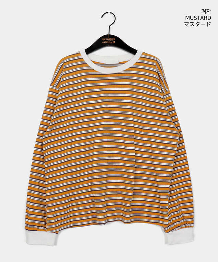 ストライプオーバーフィット長袖Tシャツ