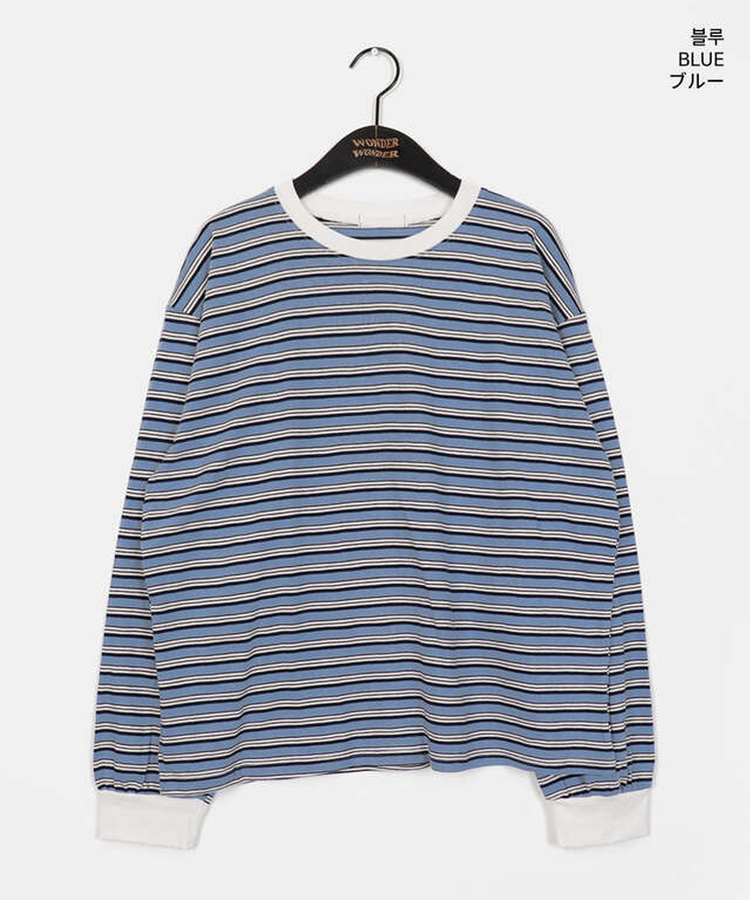ストライプオーバーフィット長袖Tシャツ
