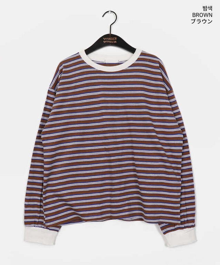 ストライプオーバーフィット長袖Tシャツ