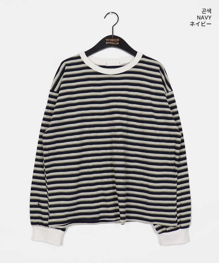 ストライプオーバーフィット長袖Tシャツ