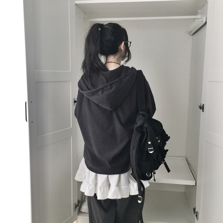 コーデュロイオーバーフィットフードシャツ CHARCOAL