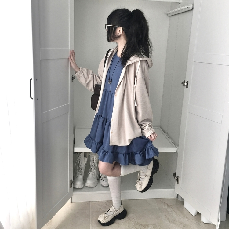 コーデュロイオーバーフィットフードシャツ BEIGE
