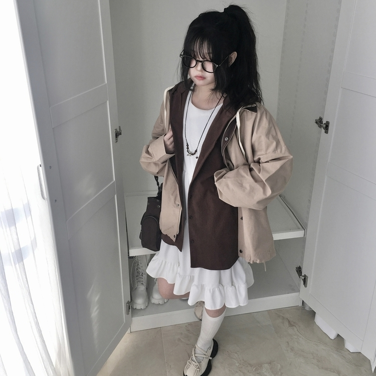 コーデュロイオーバーフィットフードシャツ BROWN