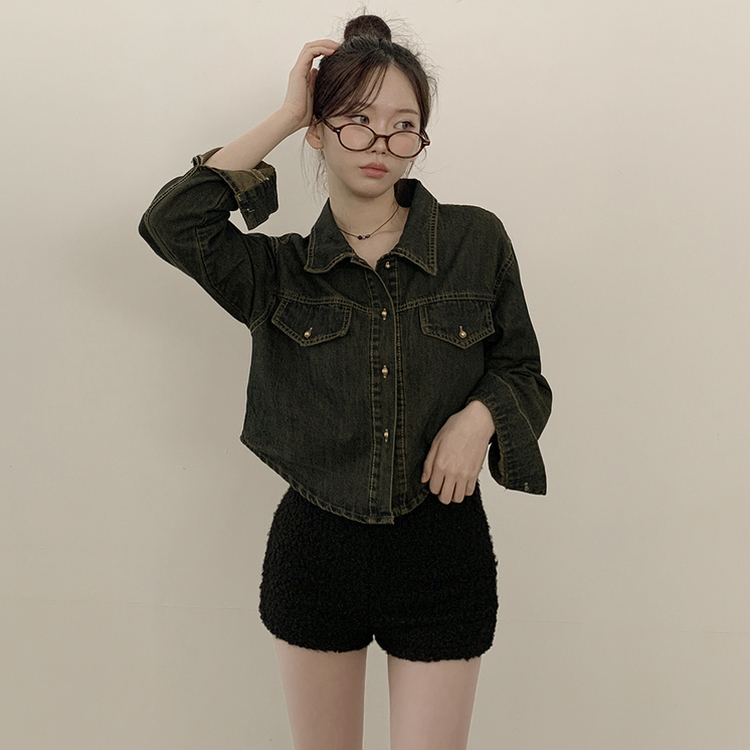 ウォッシングデニムシャツ BLACK DENIM