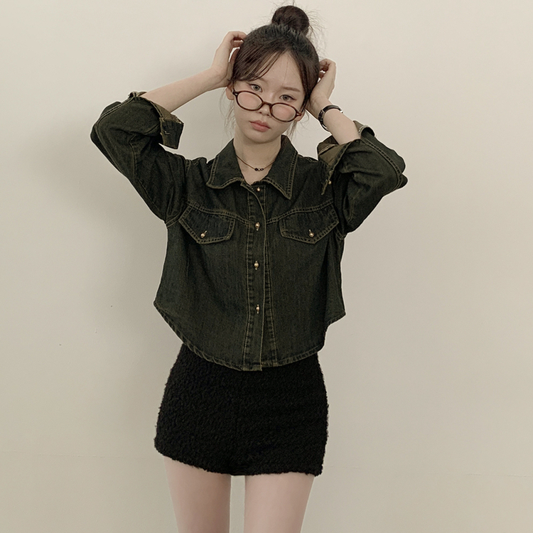 ウォッシングデニムシャツ BLACK DENIM