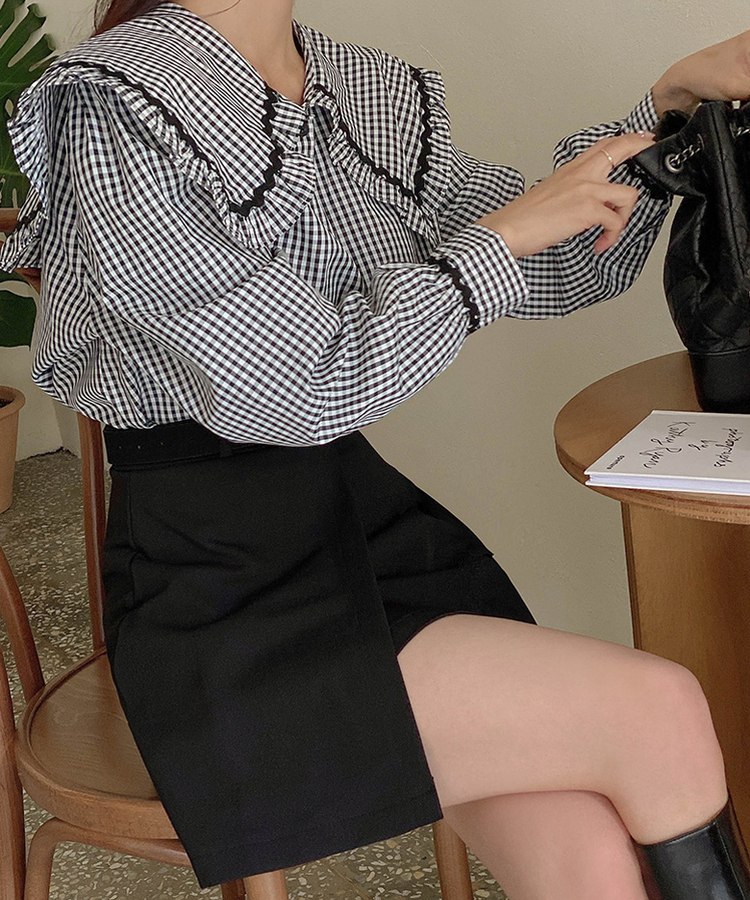 【ベルト付き】ハーフプリーツスカート BLACK