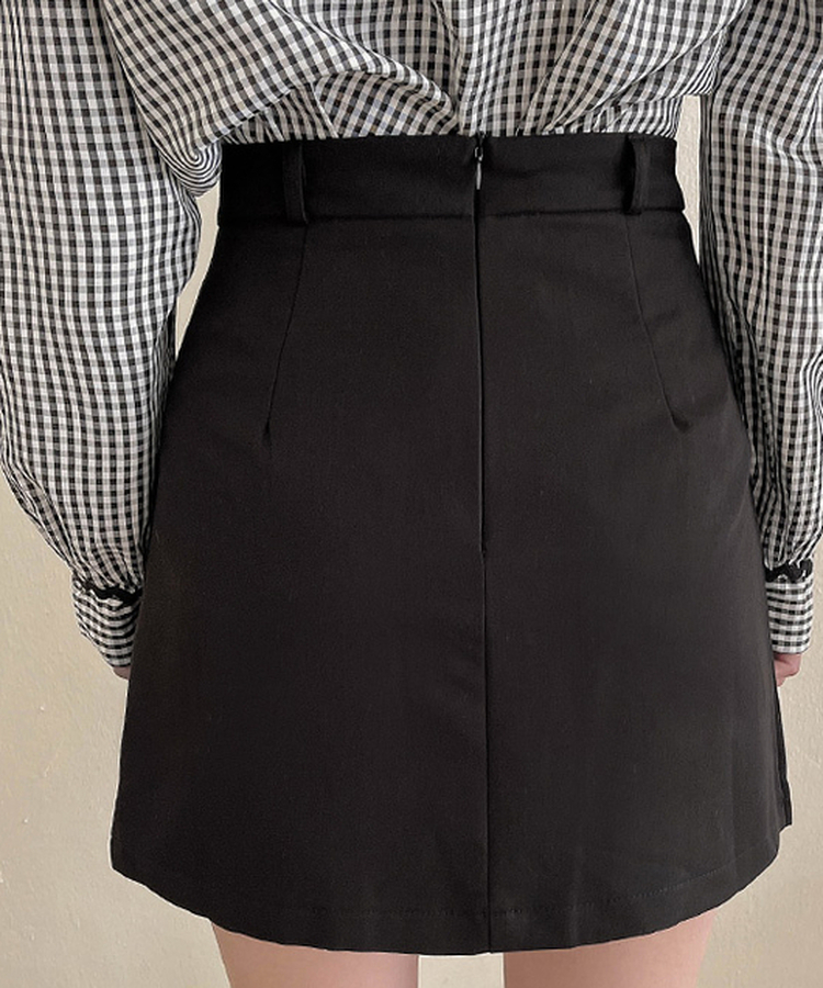 【ベルト付き】ハーフプリーツスカート BLACK