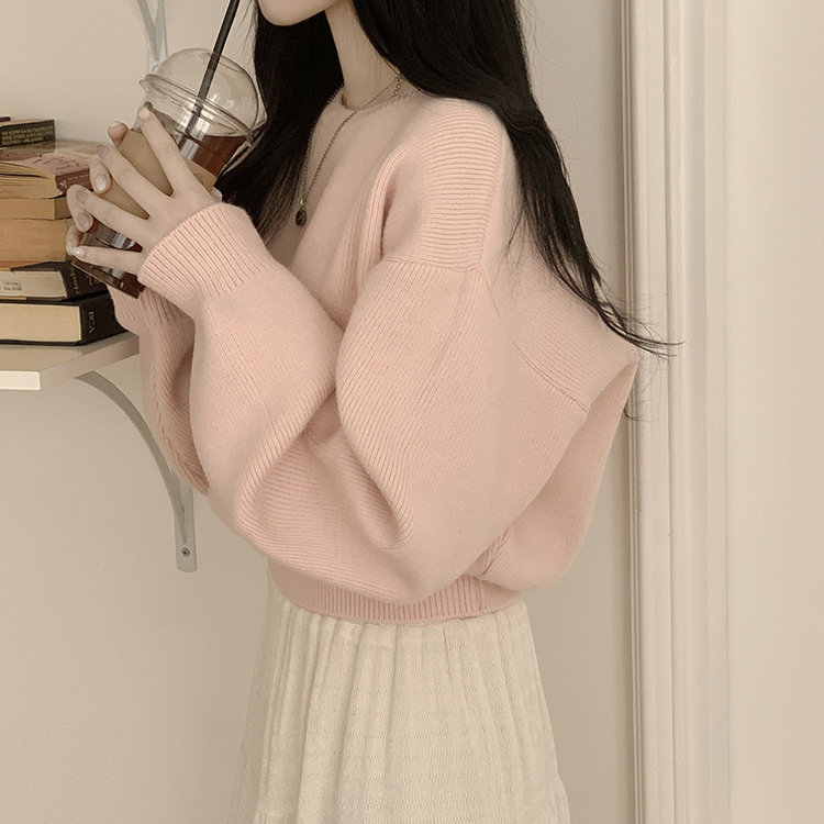 ラウンドオーバークロップニット(6color) LIGHT PINK