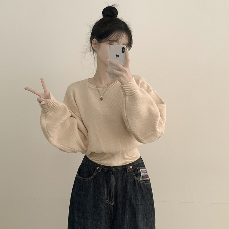 ラウンドオーバークロップニット(6color) LIGHT BEIGE