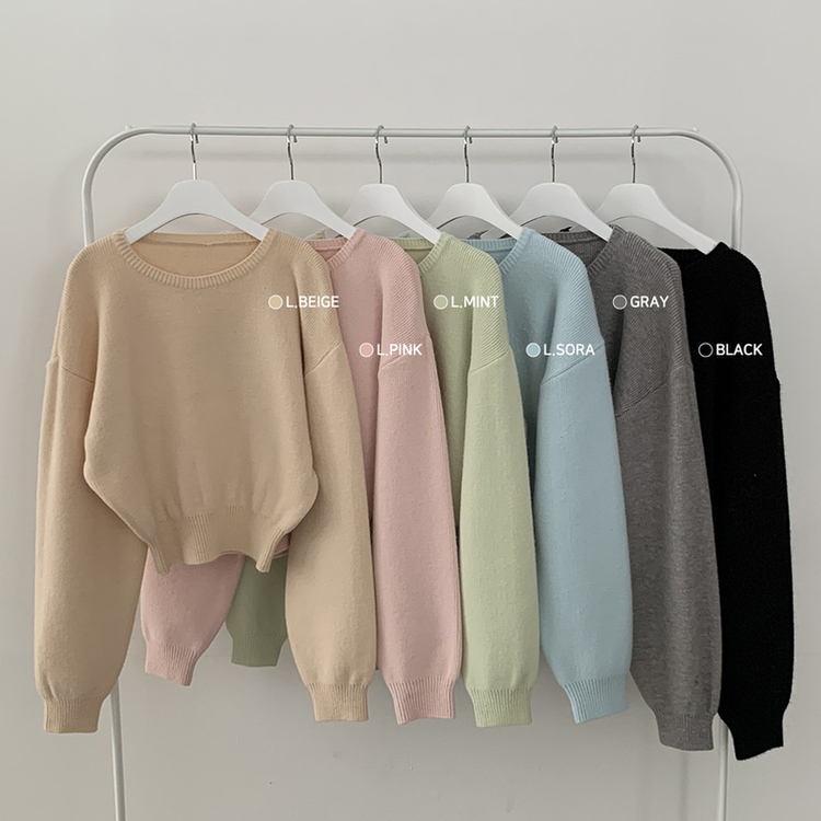 ラウンドオーバークロップニット(6color)