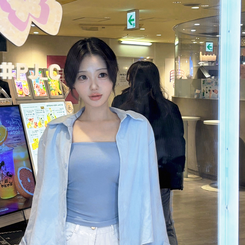 ノースリーブ 【OHayoXSONA単独商品】下着の必要なし!丈別♥ スクエアシャーリングカップ付きキャミソール SKYBLUE