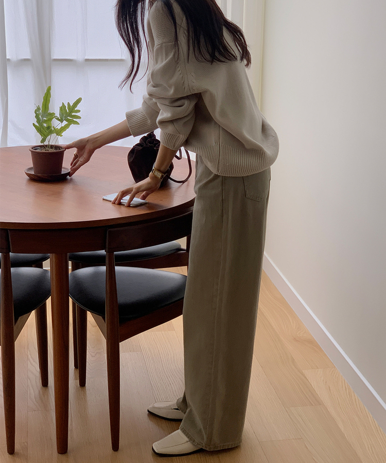 ベーシックワイドコットンパンツ