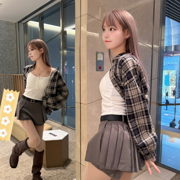 (벨트set) 유니크 플리츠 팬츠 미니스커트 (3color) 그레이