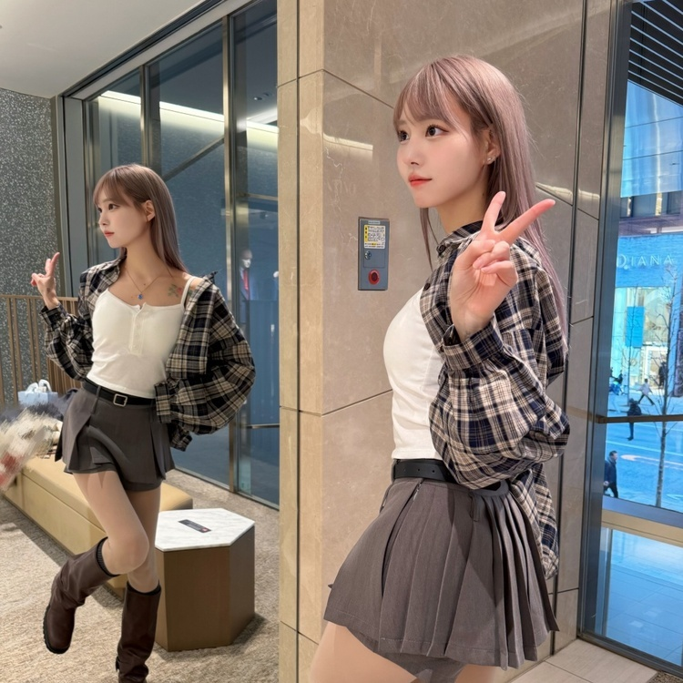 (벨트set) 유니크 플리츠 팬츠 미니스커트 (3color) 그레이