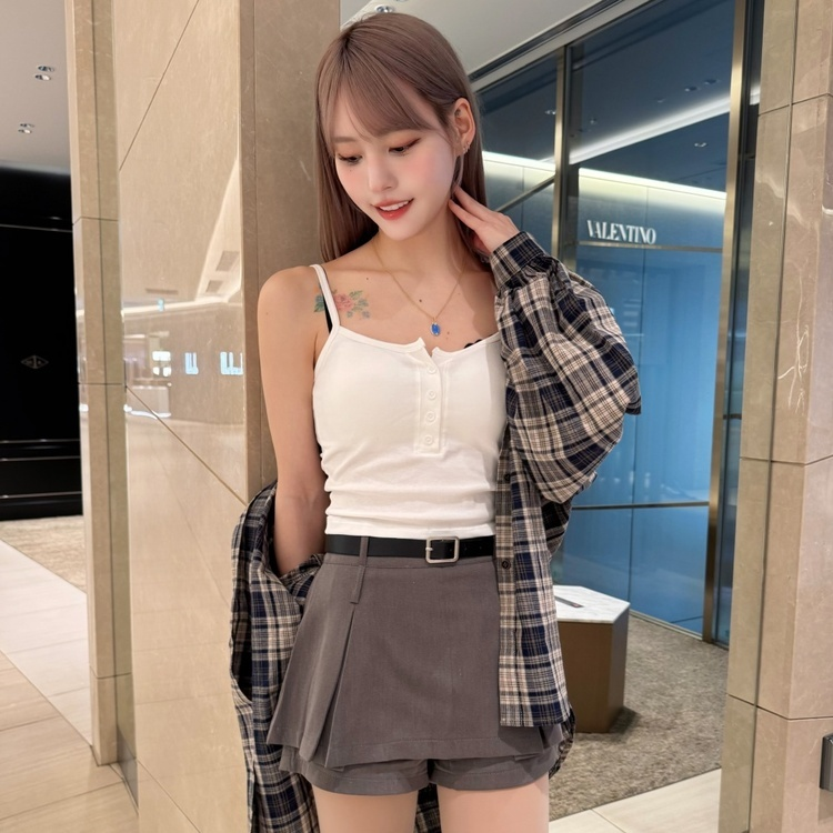 (벨트set) 유니크 플리츠 팬츠 미니스커트 (3color) 그레이