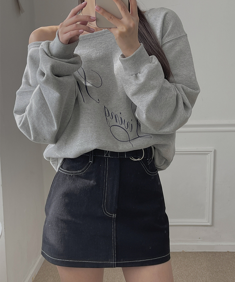 オフショルダールーズトレーナー GREY