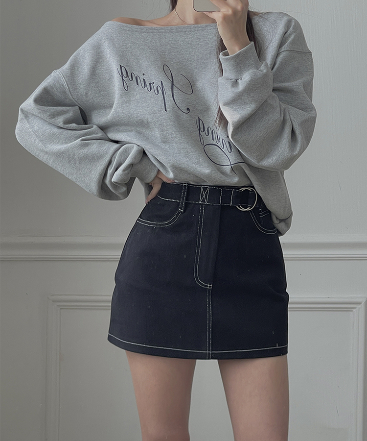 オフショルダールーズトレーナー GREY