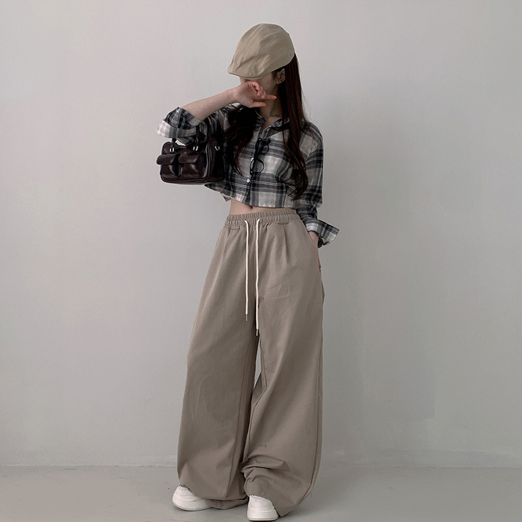 バックスリットクロップチェックシャツ BLACK