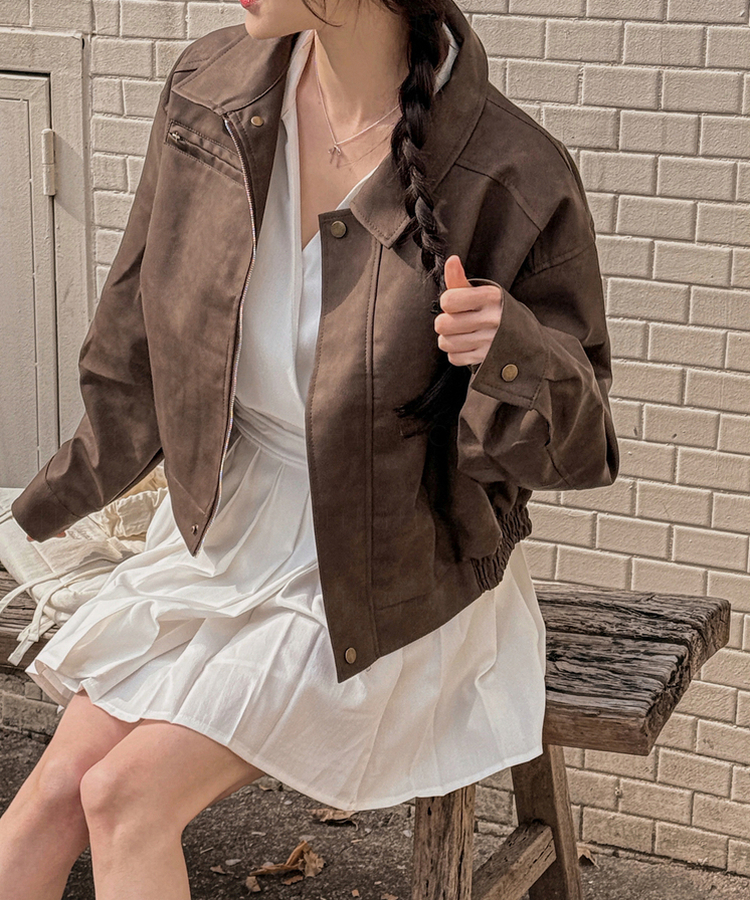 ポケットファスナーウォッシングレザージャケット BROWN