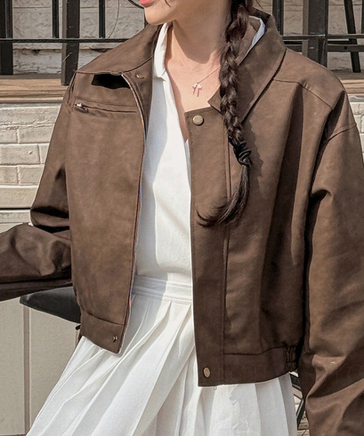 ポケットファスナーウォッシングレザージャケット BROWN