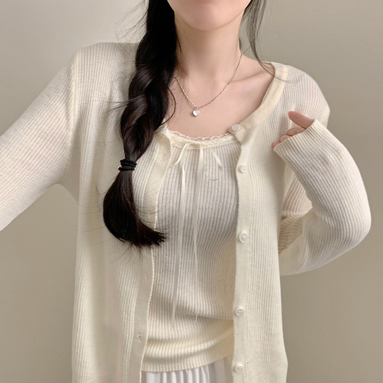 【SET】レースキャミソールカーディガン(5color) IVORY