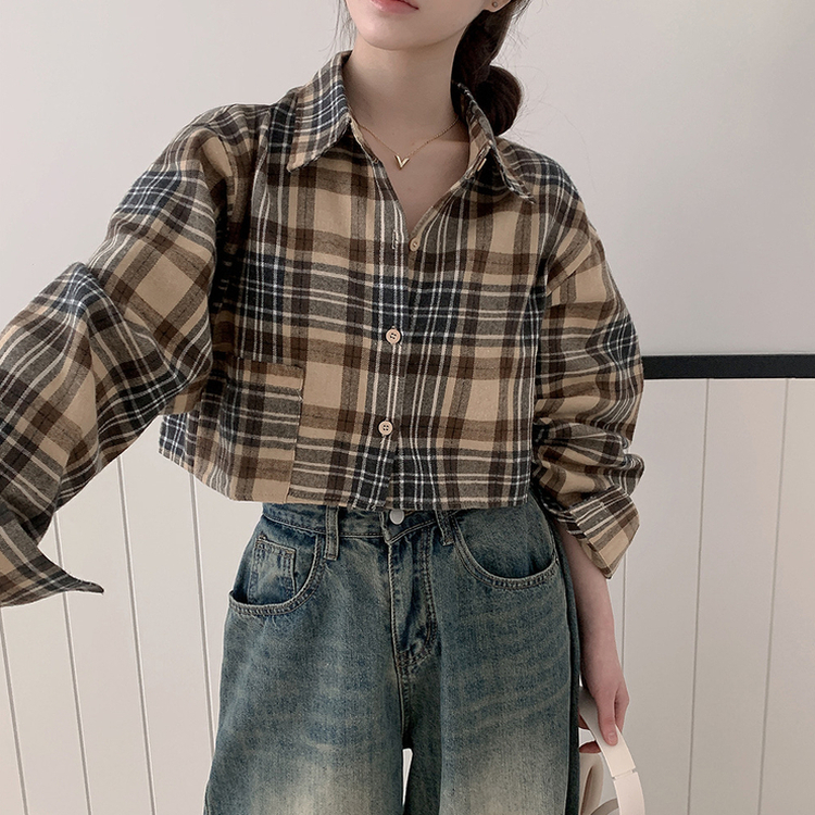 【SET】クロップチェックシャツ デイリークロップキャミソール YELLOW