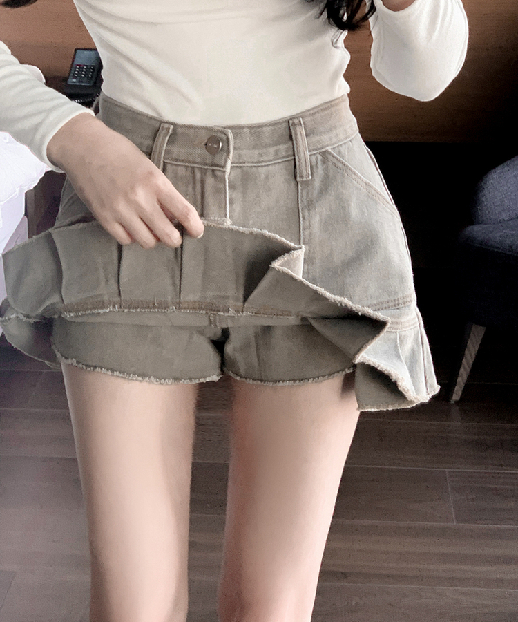 プリーツミニスカートパンツ BEIGE