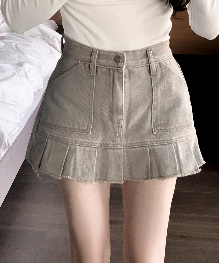 プリーツミニスカートパンツ BEIGE