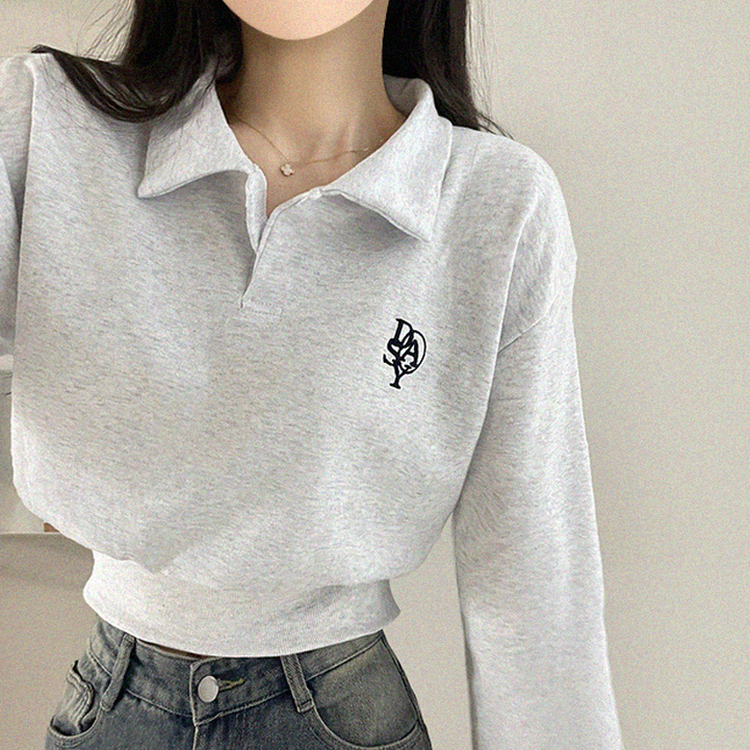 에디 자수 코르셋 오픈카라 맨투맨 4color