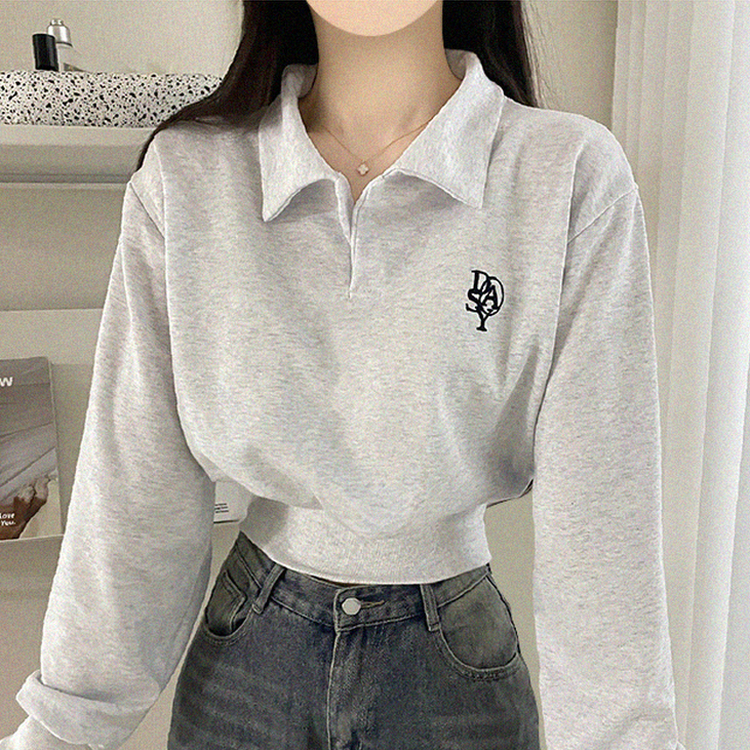 에디 자수 코르셋 오픈카라 맨투맨 4color