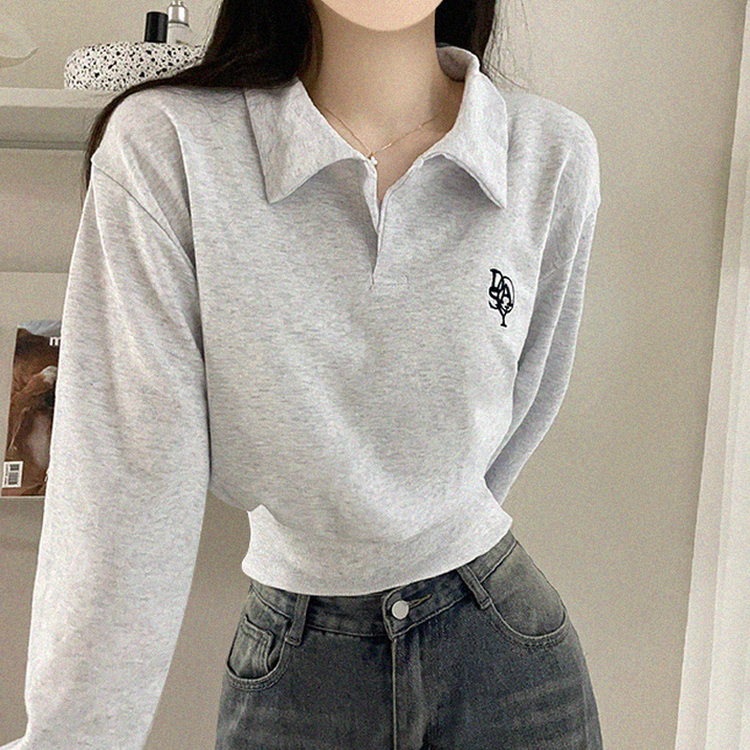 에디 자수 코르셋 오픈카라 맨투맨 4color