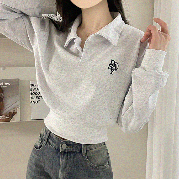 에디 자수 코르셋 오픈카라 맨투맨 4color