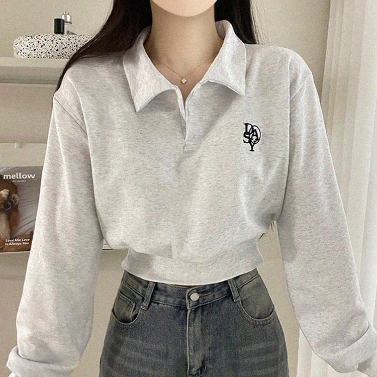 에디 자수 코르셋 오픈카라 맨투맨 4color