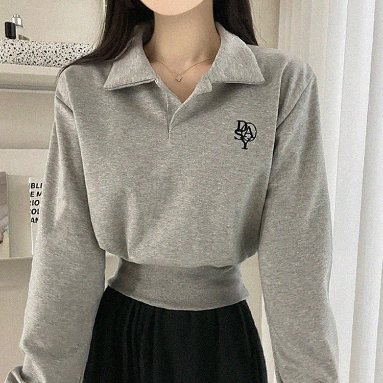 에디 자수 코르셋 오픈카라 맨투맨 4color