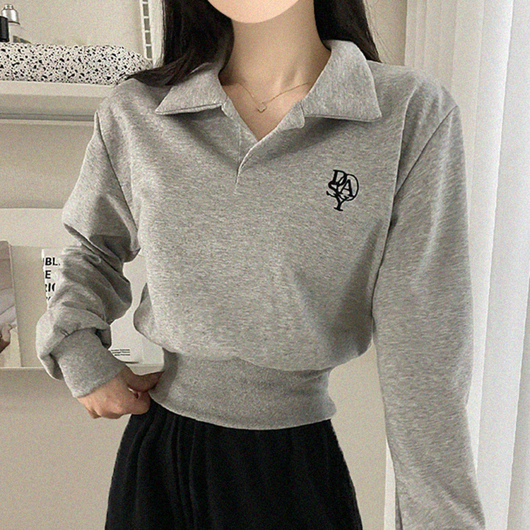 에디 자수 코르셋 오픈카라 맨투맨 4color