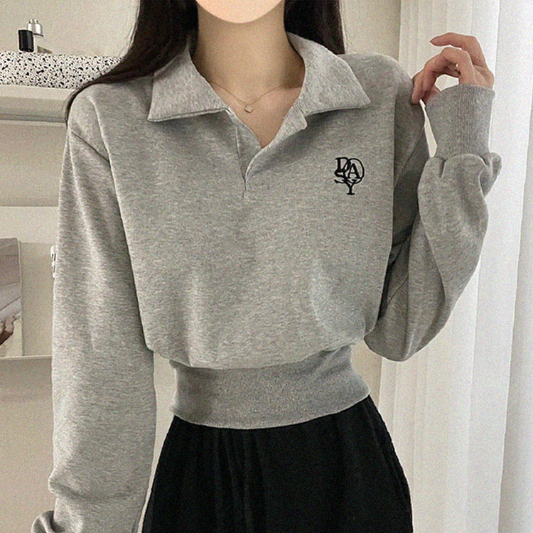 에디 자수 코르셋 오픈카라 맨투맨 4color