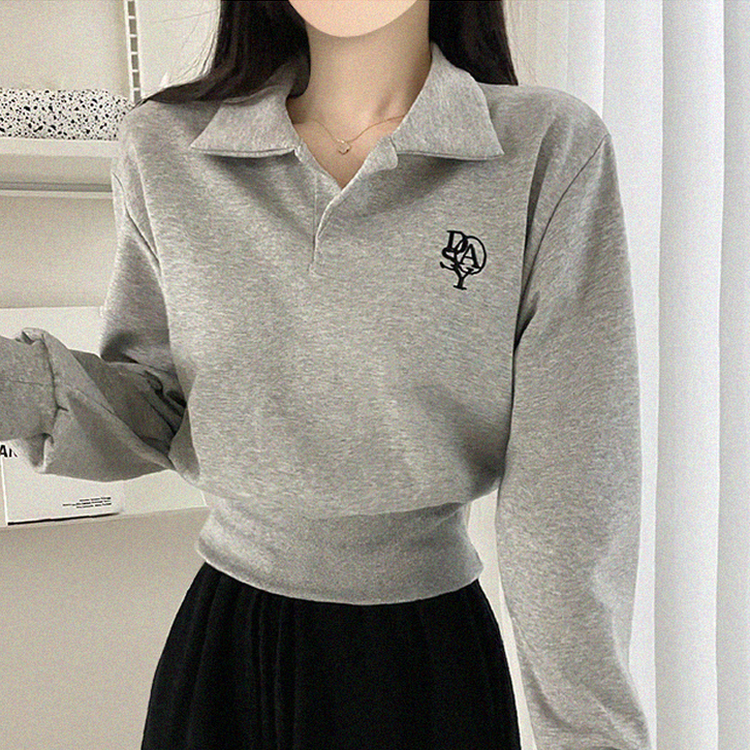 에디 자수 코르셋 오픈카라 맨투맨 4color