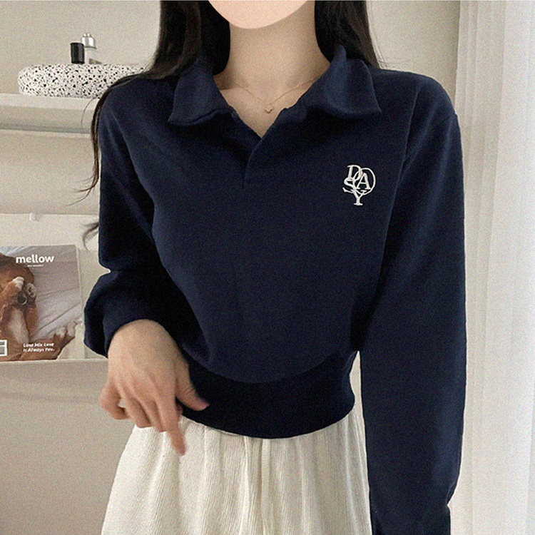 에디 자수 코르셋 오픈카라 맨투맨 4color