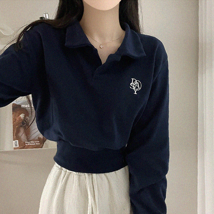 에디 자수 코르셋 오픈카라 맨투맨 4color