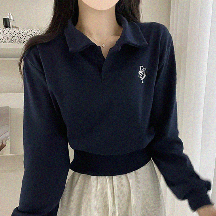 에디 자수 코르셋 오픈카라 맨투맨 4color