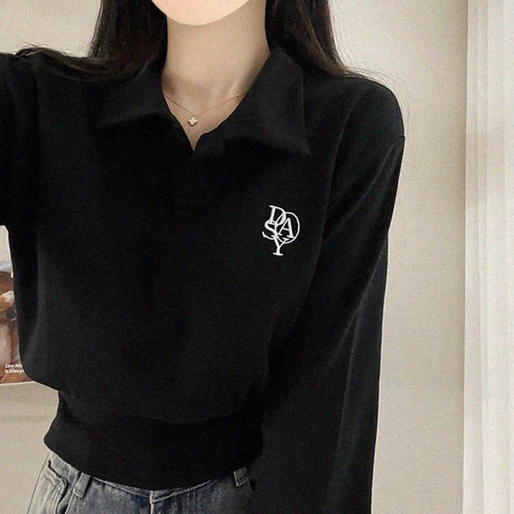 에디 자수 코르셋 오픈카라 맨투맨 4color