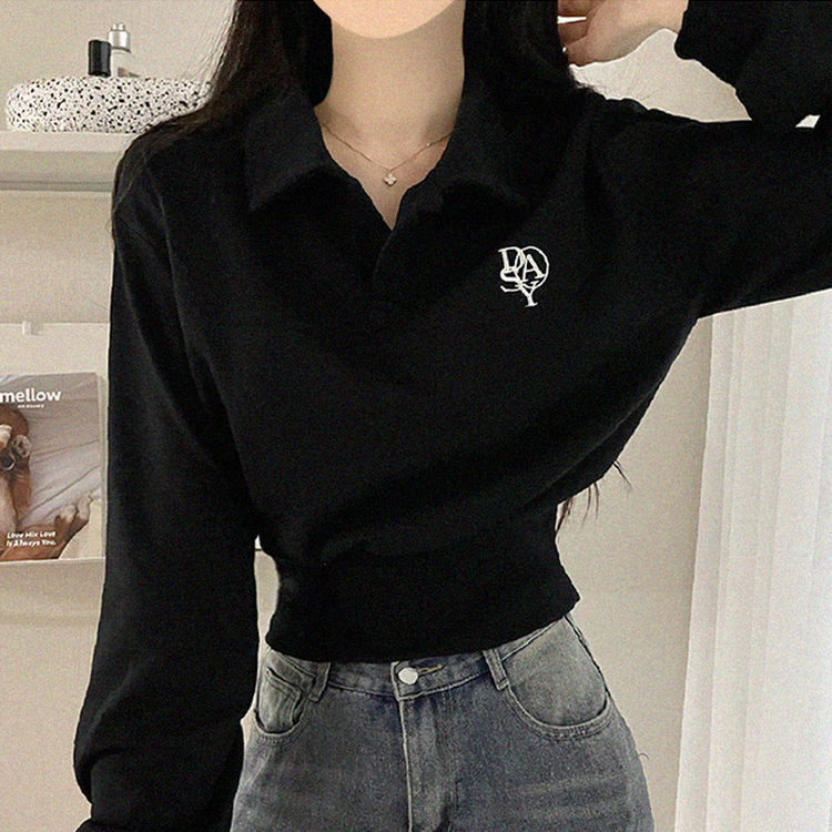 에디 자수 코르셋 오픈카라 맨투맨 4color