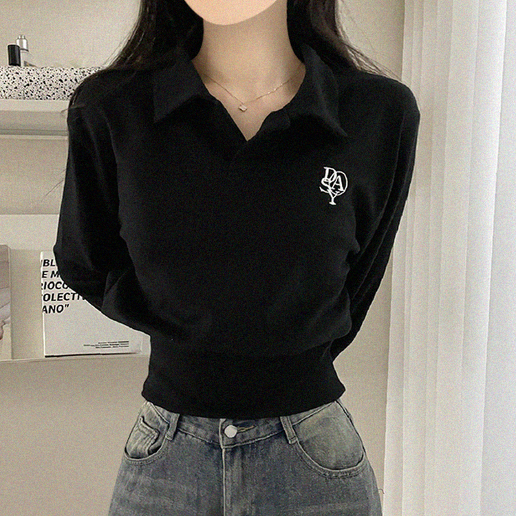 에디 자수 코르셋 오픈카라 맨투맨 4color