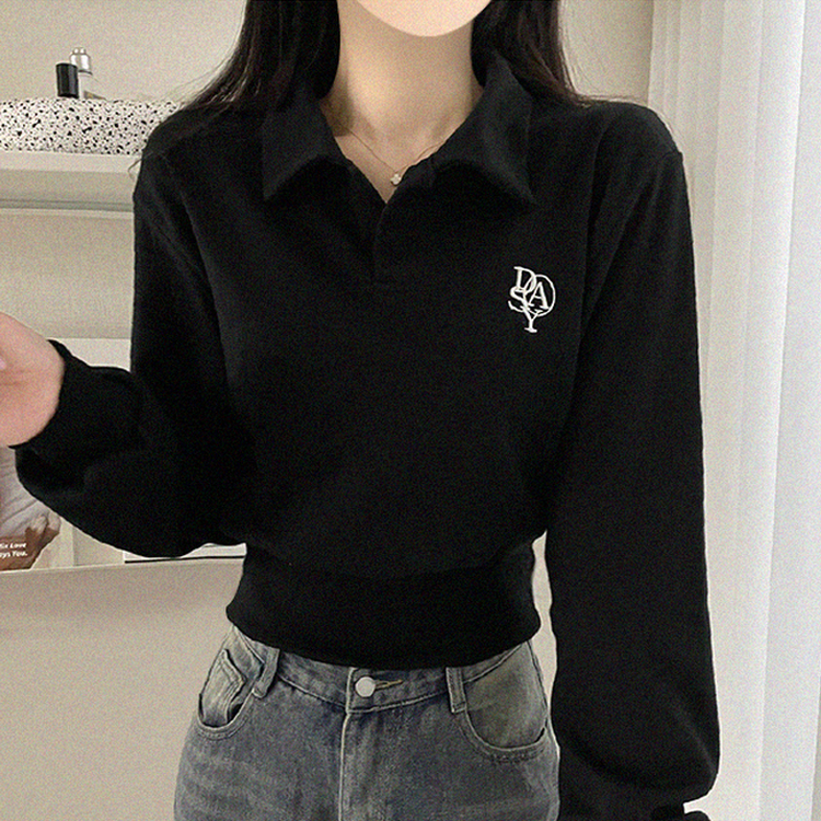 에디 자수 코르셋 오픈카라 맨투맨 4color